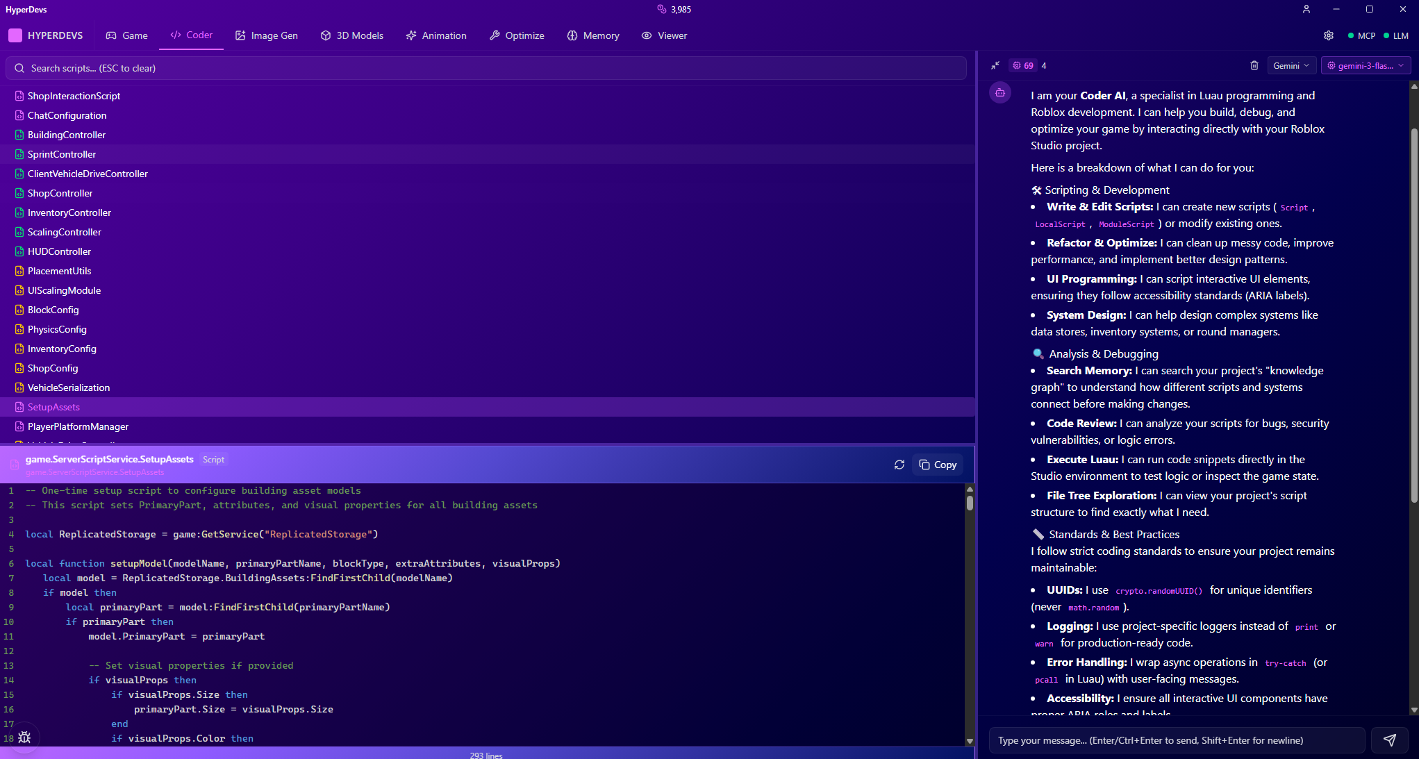 Coder tab with AI