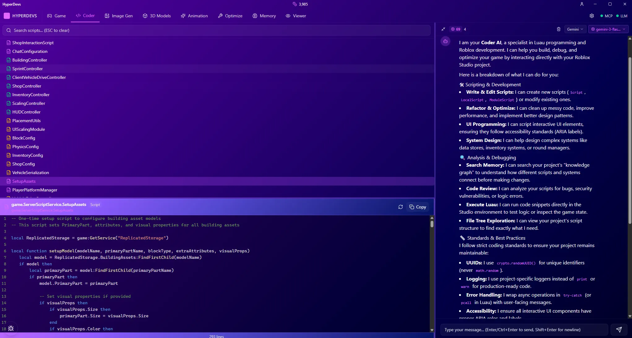 Coder tab with AI