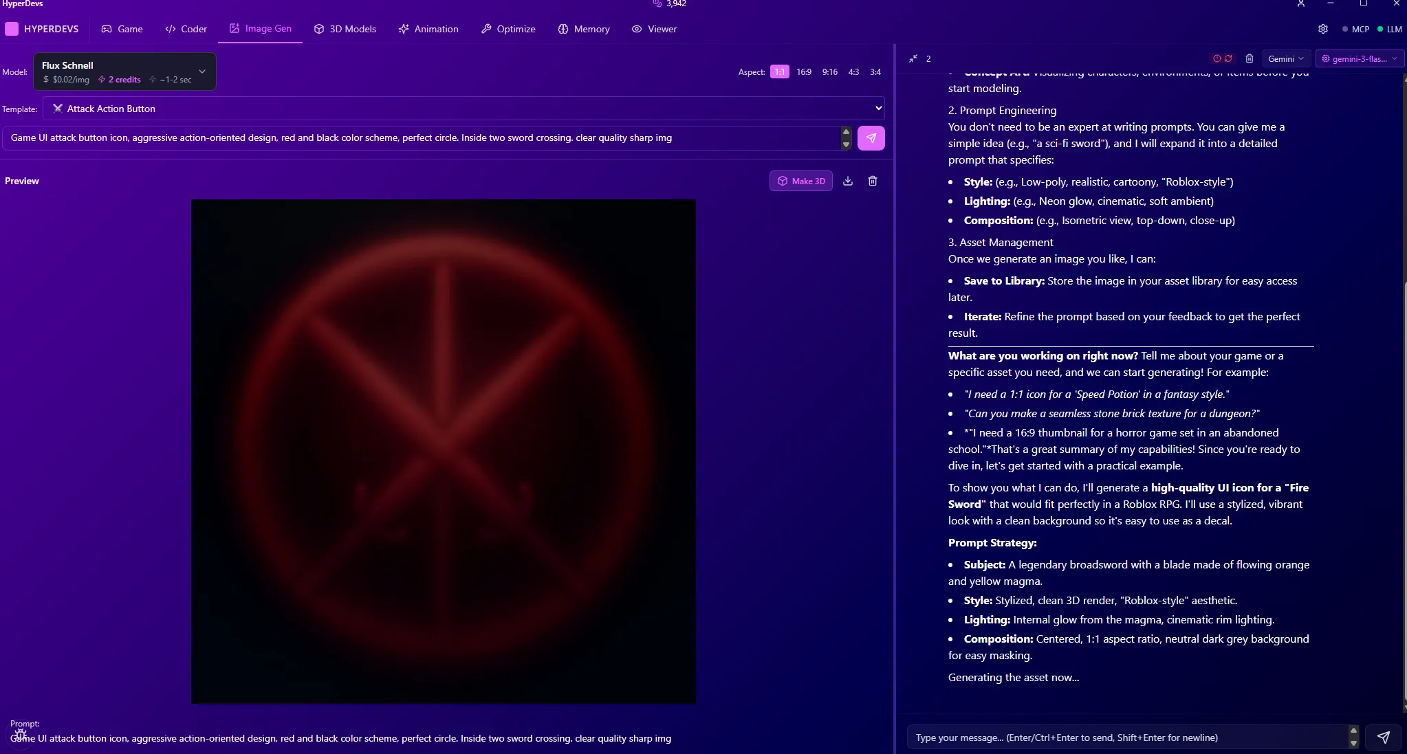 ImgGen tab generating image